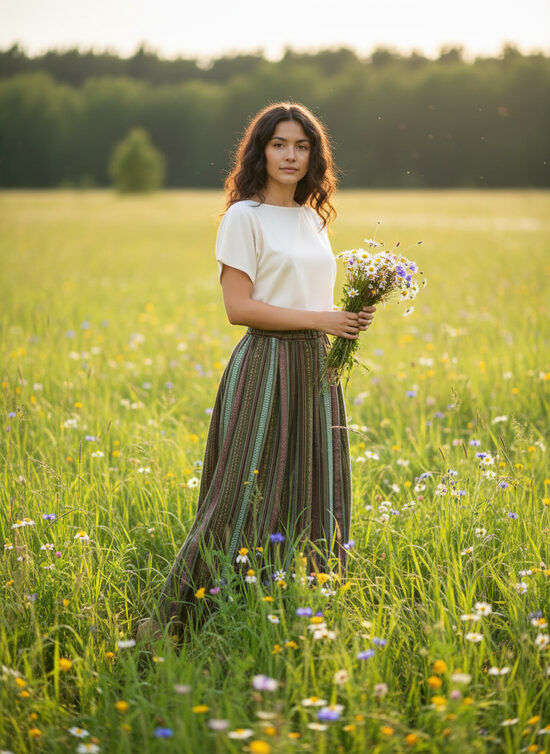 Stilizēti tautiskie svārki, Zaļganie